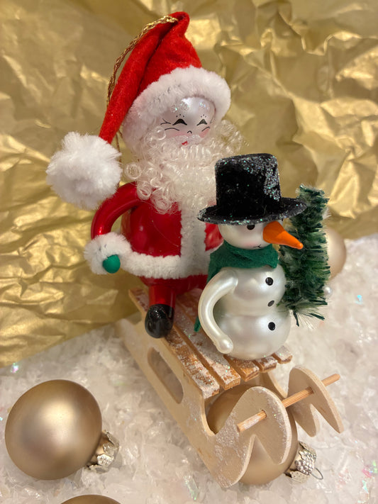 deCarlini Santa and Snowman Sleighing