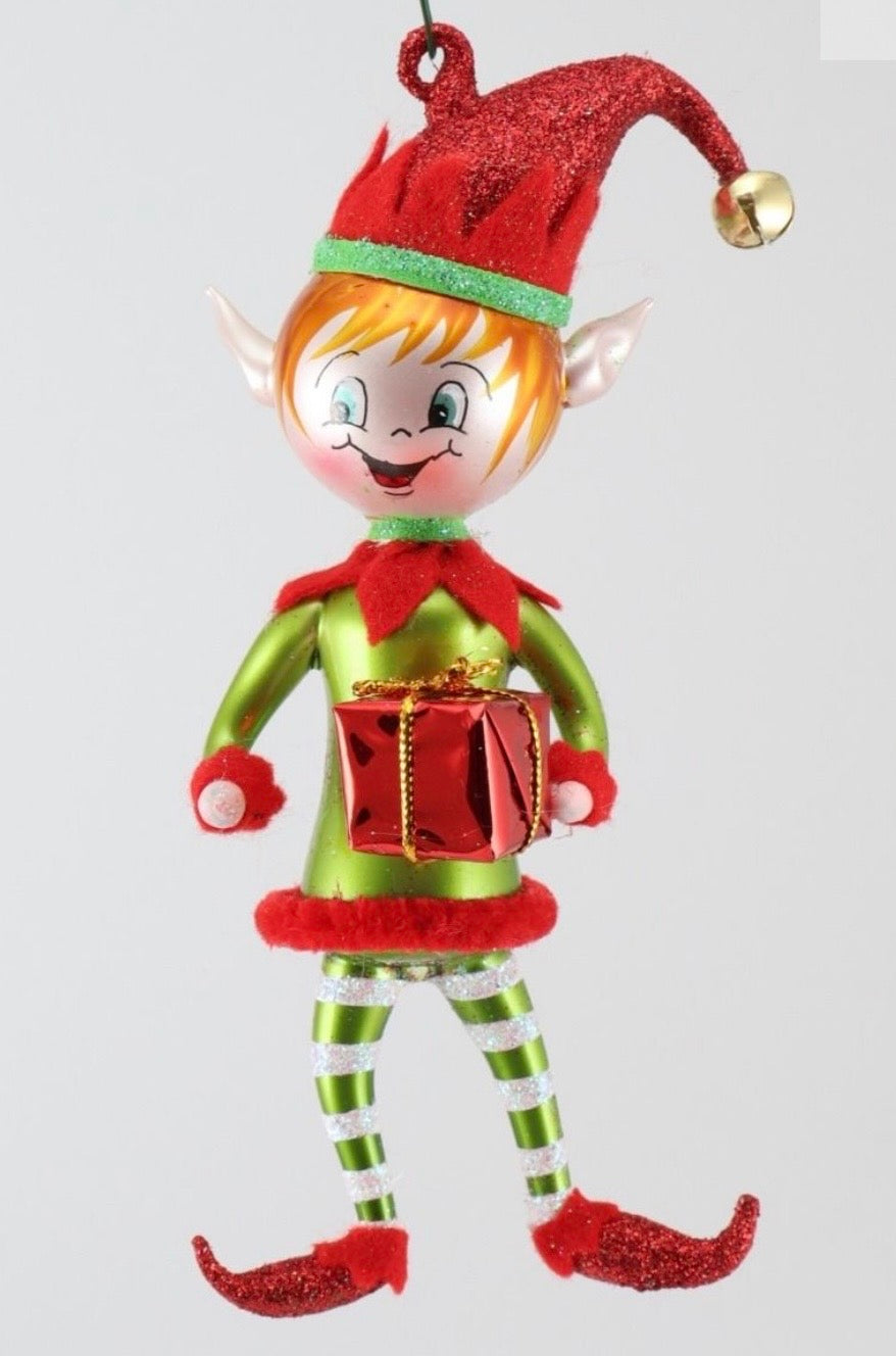 DeCarlini Lime Green Elf with Gift