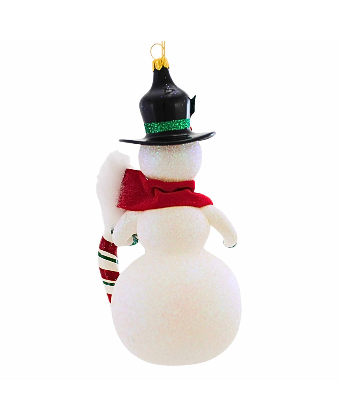 DeCarlini Snowman with Glass Hat and Candy Cane