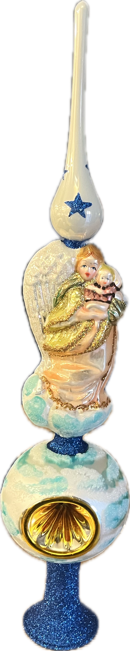 ChristmasJules ANGEL with BABY on BALL with REFLECTOR FINIAL