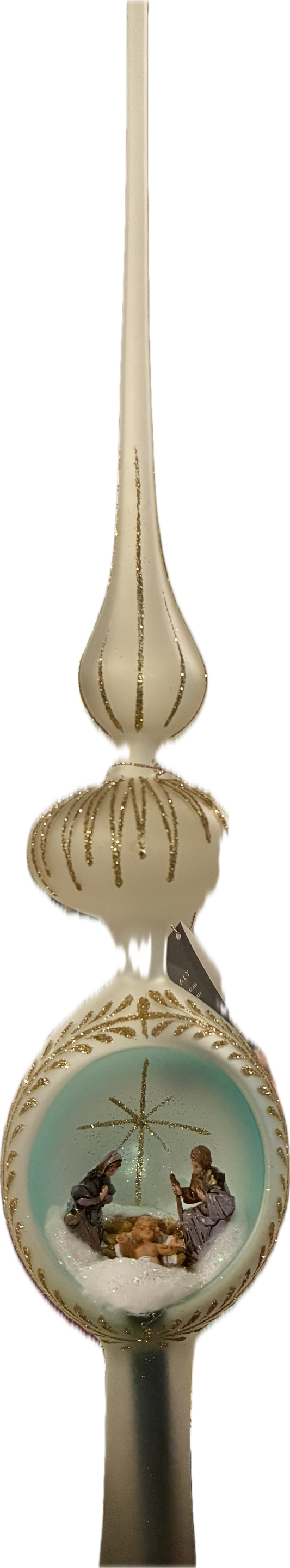 deCarlini Frosted Nativity Finial