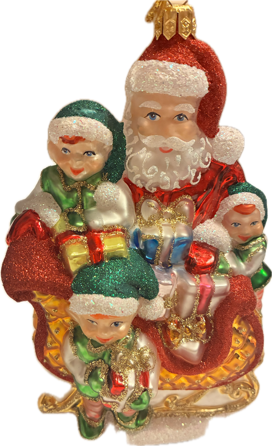 Santa with Elves in Sleigh