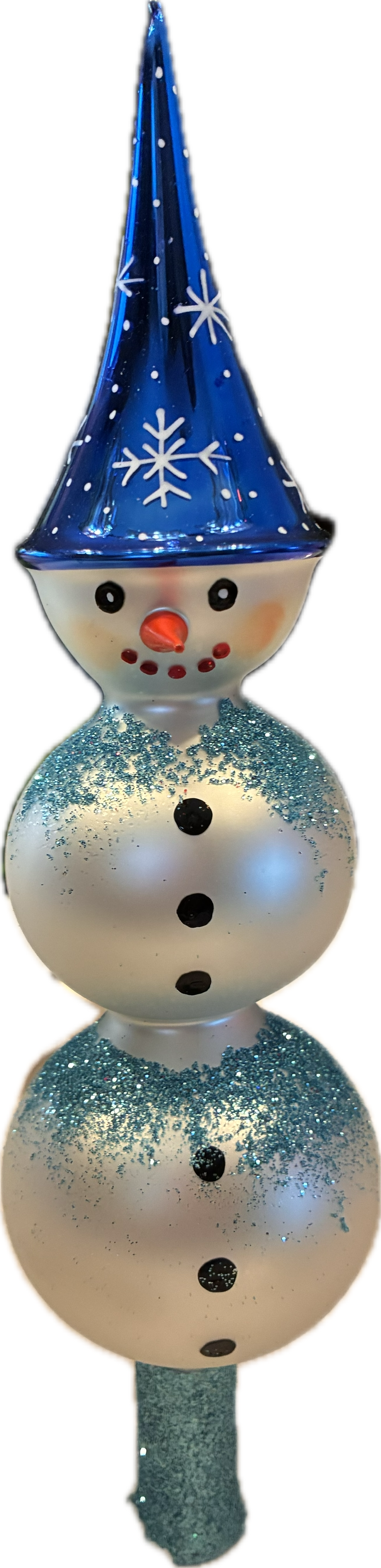 ChristmasJules Blue Hat Snowman Finial