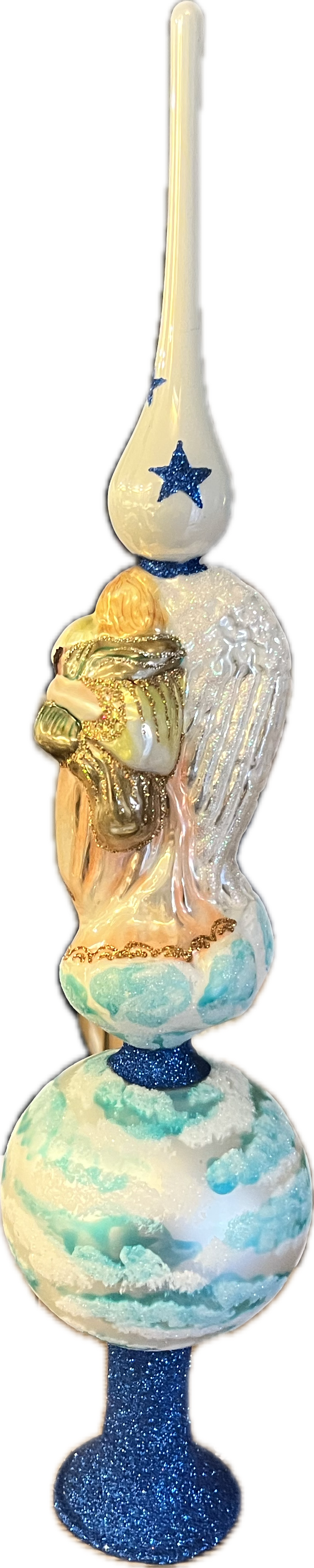 ChristmasJules ANGEL with BABY on BALL with REFLECTOR FINIAL