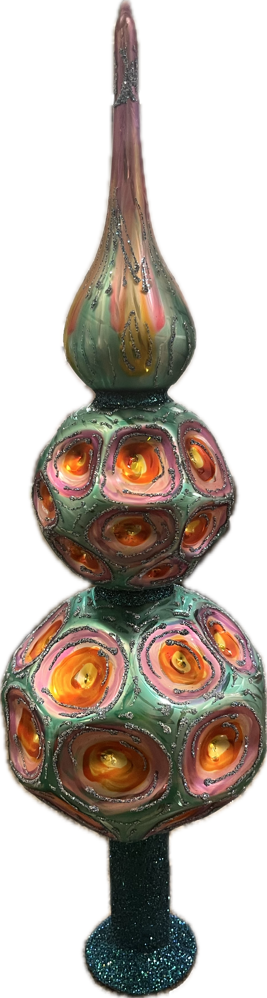 ChristmasJules TURQUOISE PEACOCK FINIAL