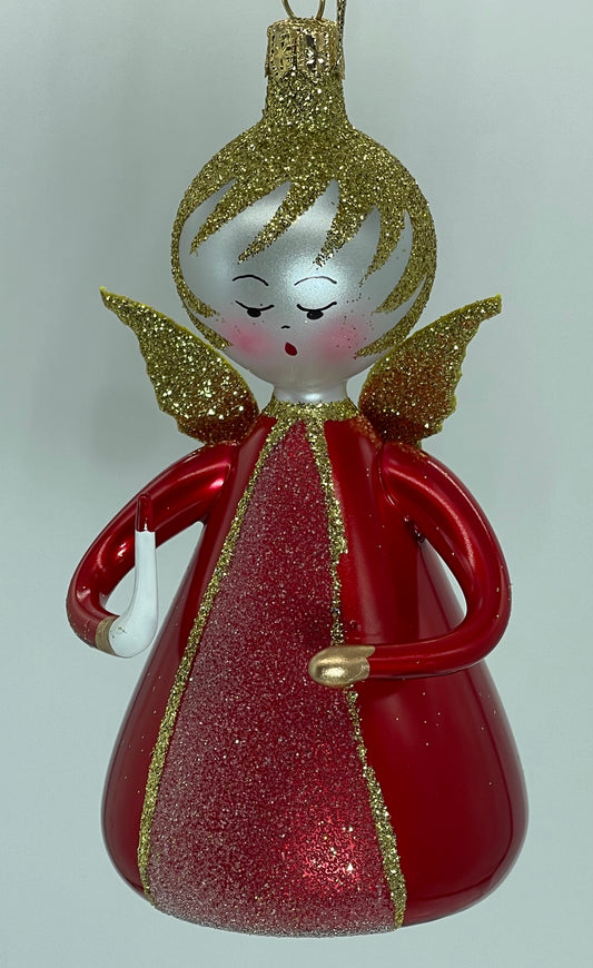 Red Angel with Candle - deCarlini