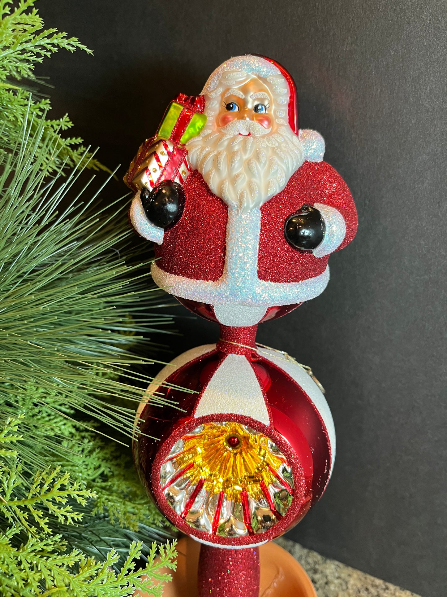 ChristmasJules Santa Ball Christmas Tree Topper