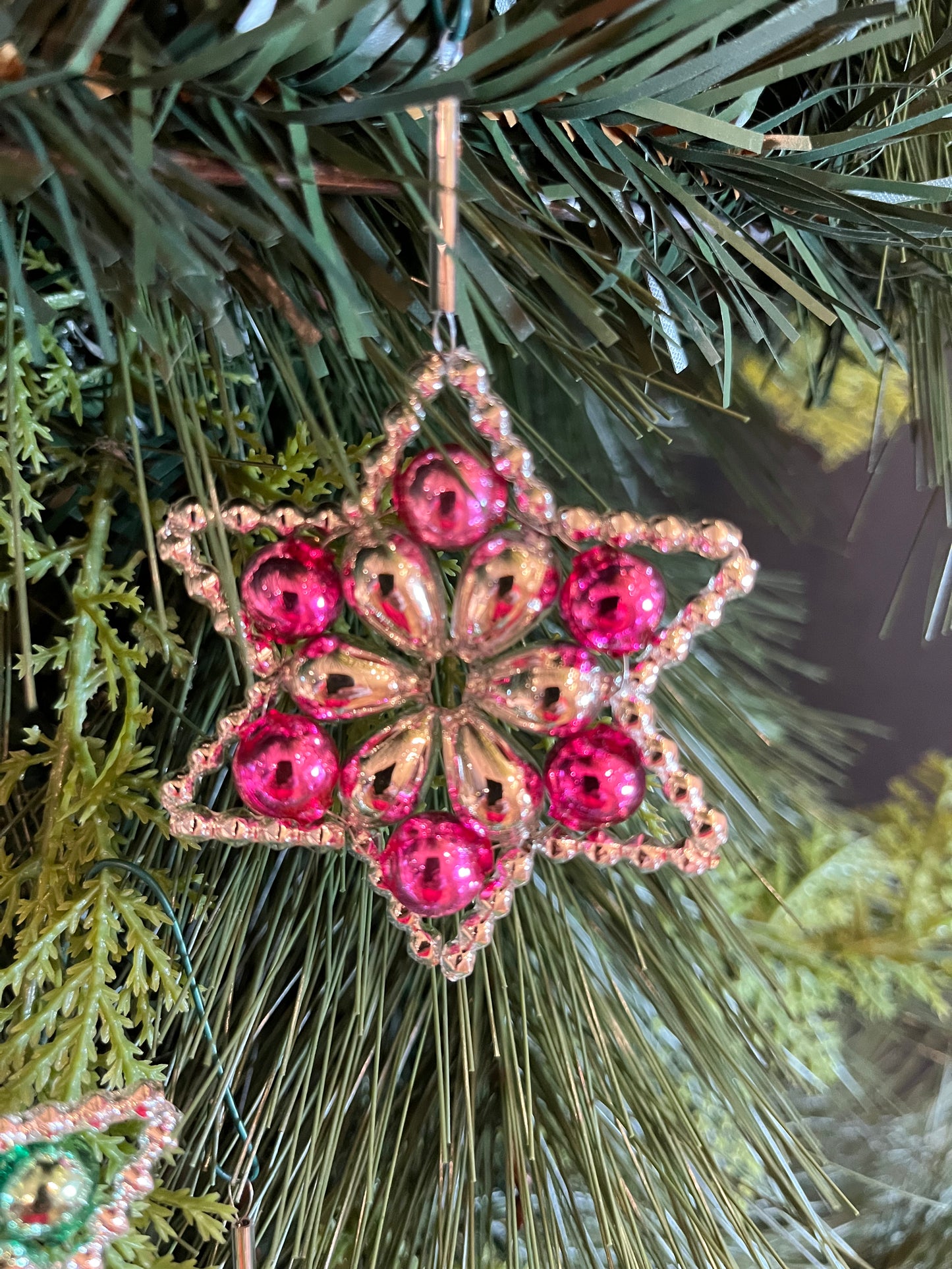ChristmasJules Beaded Star Christmas Ornament - Set of 3 - Bright