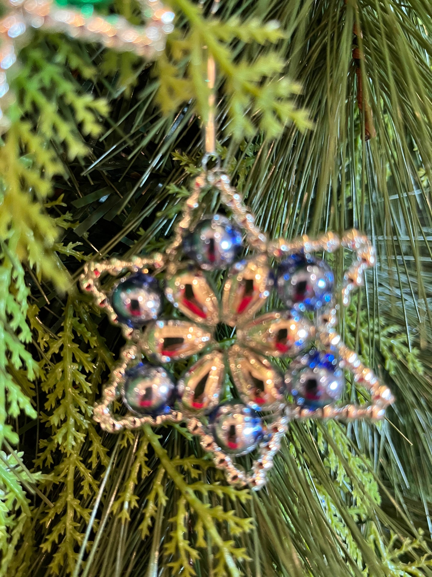 ChristmasJules Beaded Star Christmas Ornament - Set of 3 - Bright