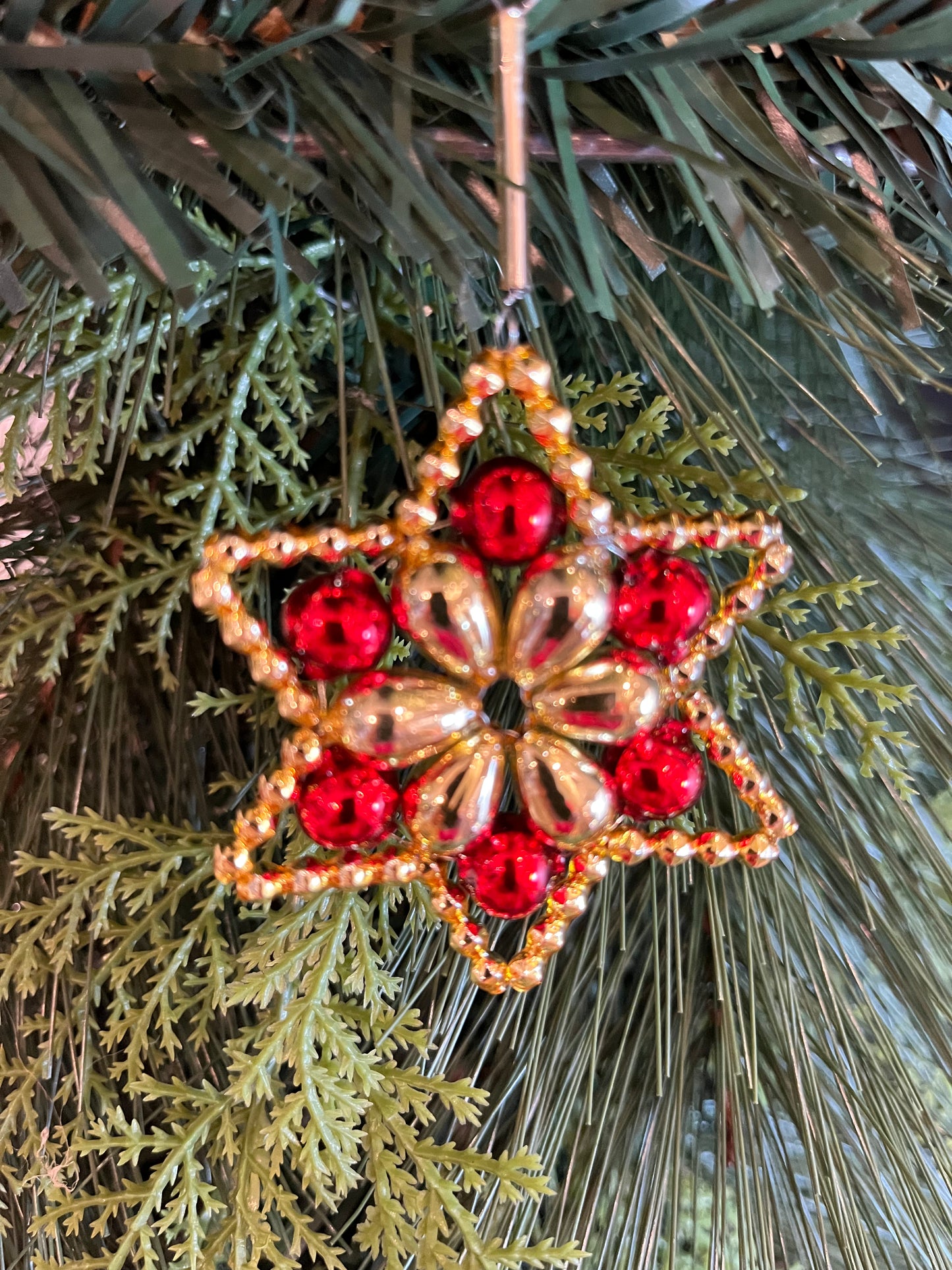 ChristmasJules Beaded Star Christmas Ornament - Set of 3 - Traditional