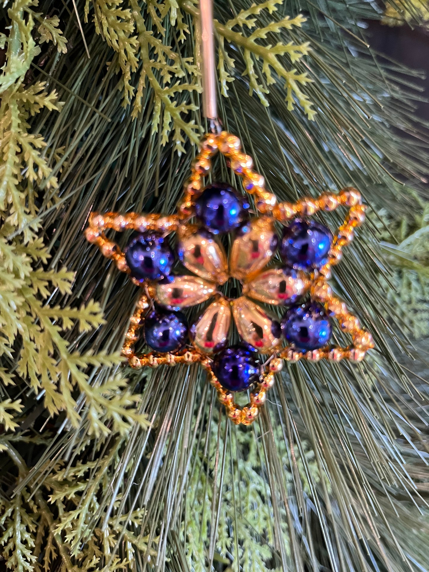 ChristmasJules Beaded Star Christmas Ornament - Set of 3 - Traditional