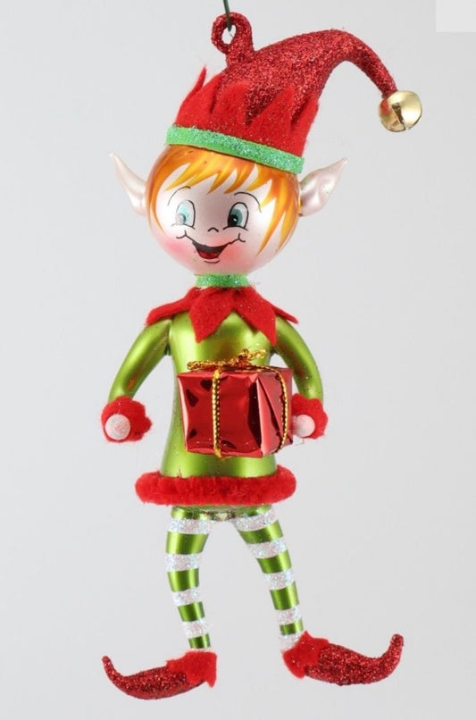 DeCarlini Lime Green Elf with Gift