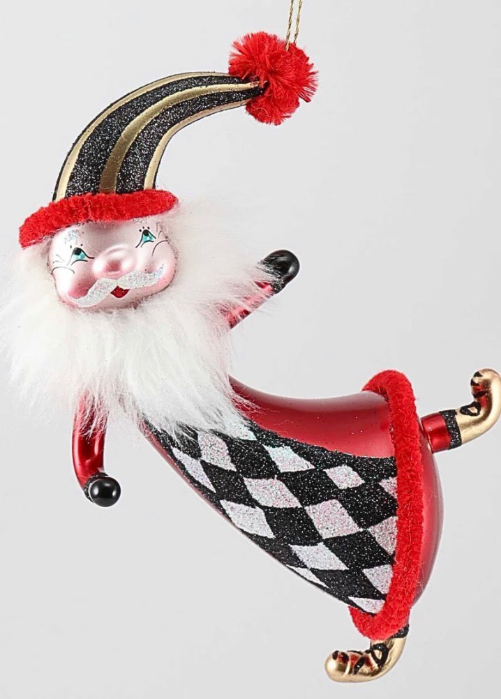 DeCarlini Dancing Santa with Diamond Patterned Suit
