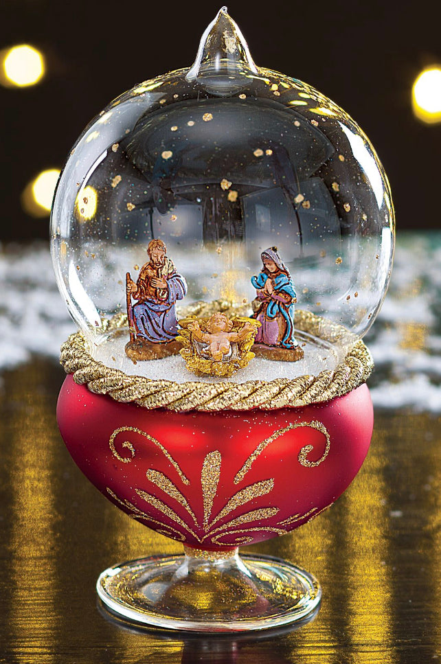 deCarlini Nativity Globe Standing - Red