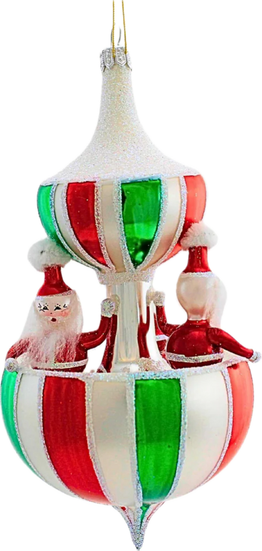 deCarlini Carousel Fountain with Three Santa Claus