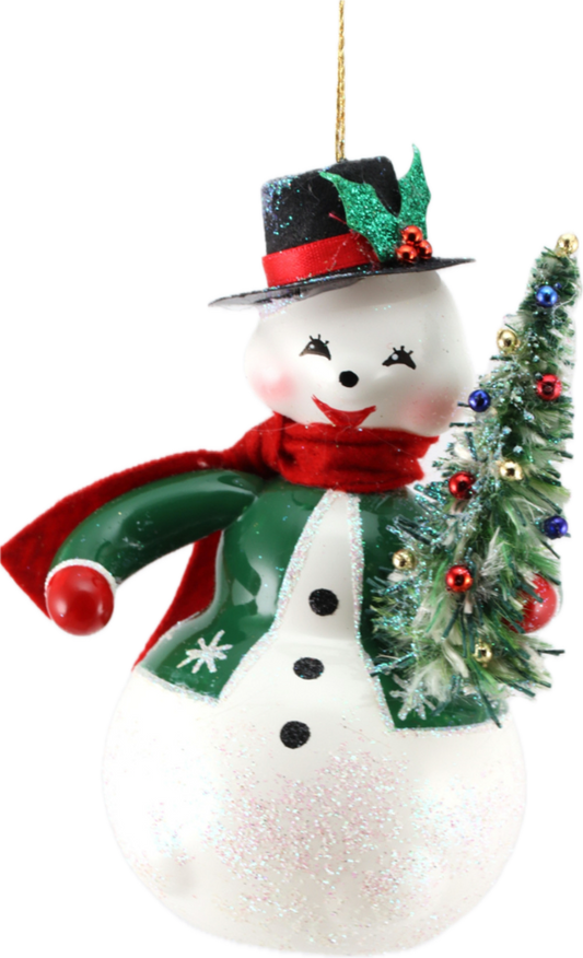 deCarlini Snowman Holding Christmas Tree