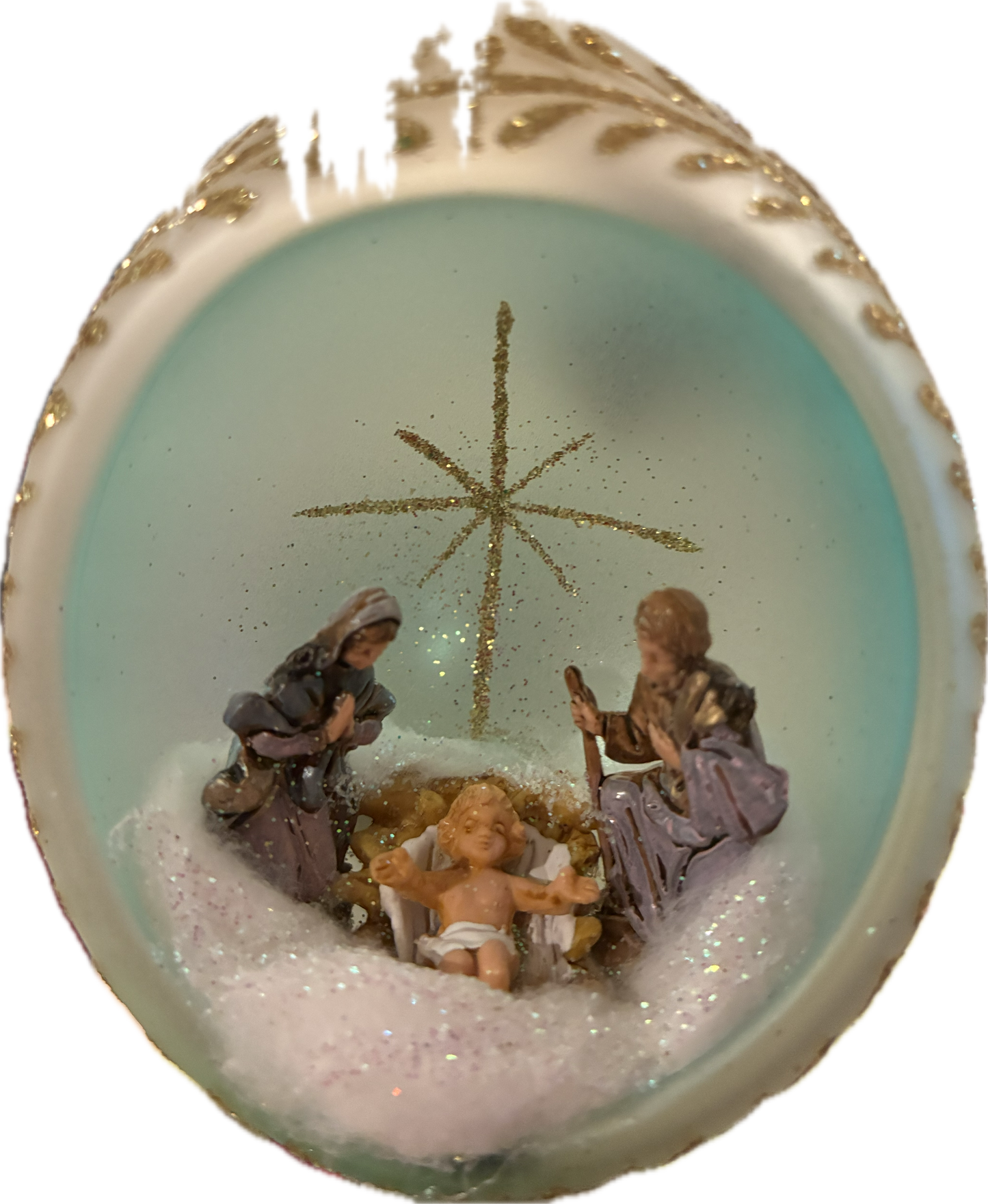 deCarlini Frosted Nativity Finial