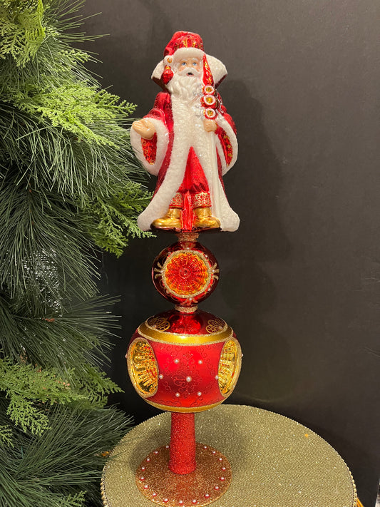 Large Here Comes Santa Claus Finial - Christmas Couture